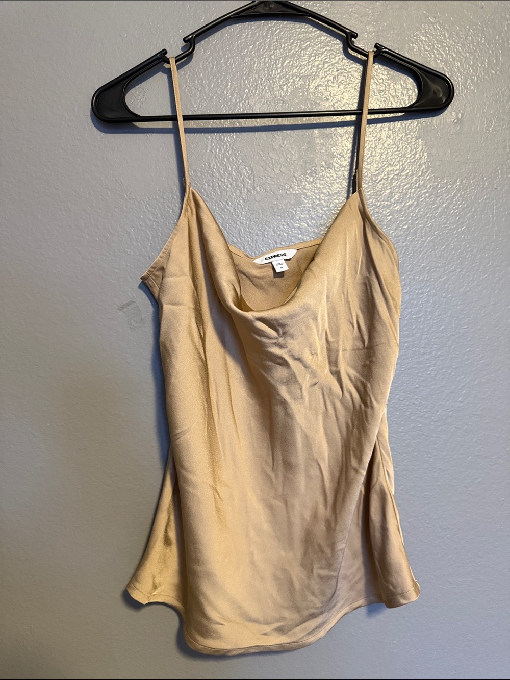 Express Champagne Satin Cowl Neck Camisole